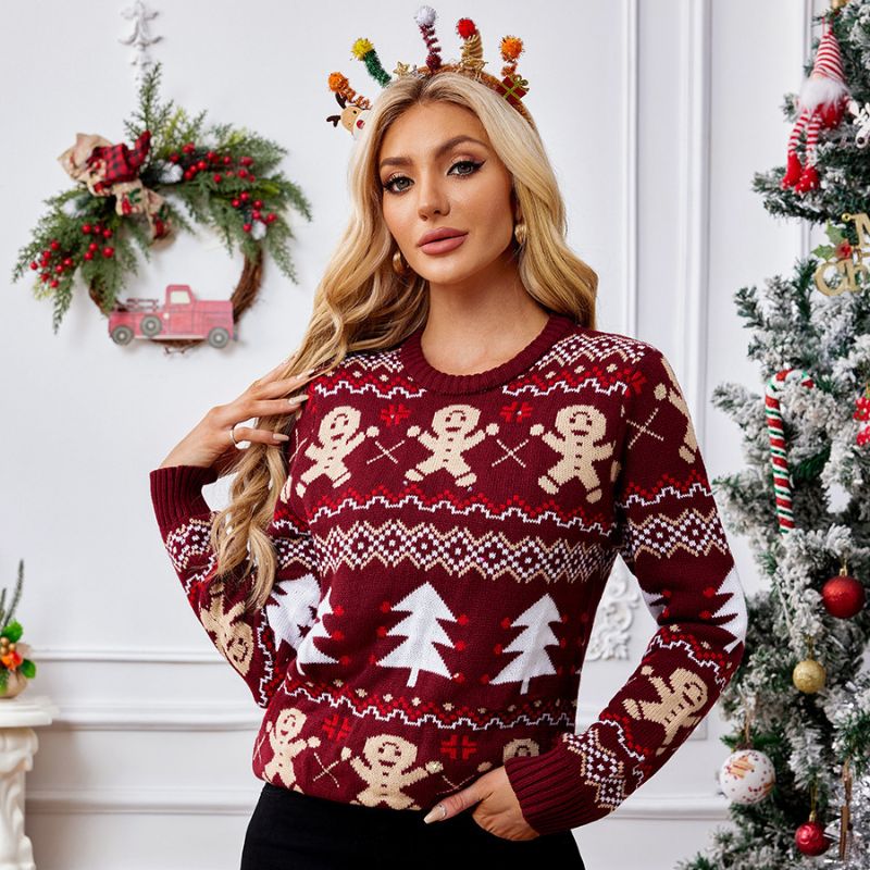 Christmas Jumper - Wine Red Gingerbread Knit