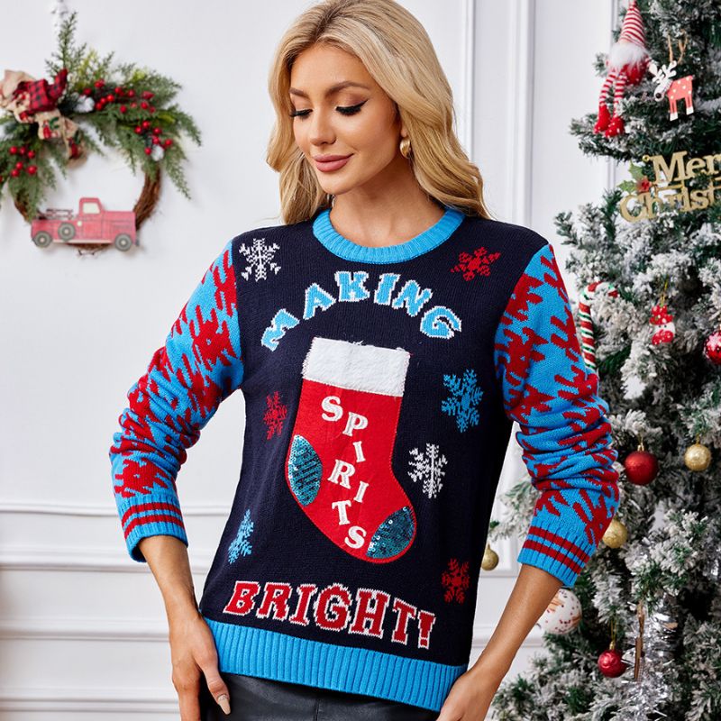 Women's Christmas Jumper - Holiday Spirits Crew Neck