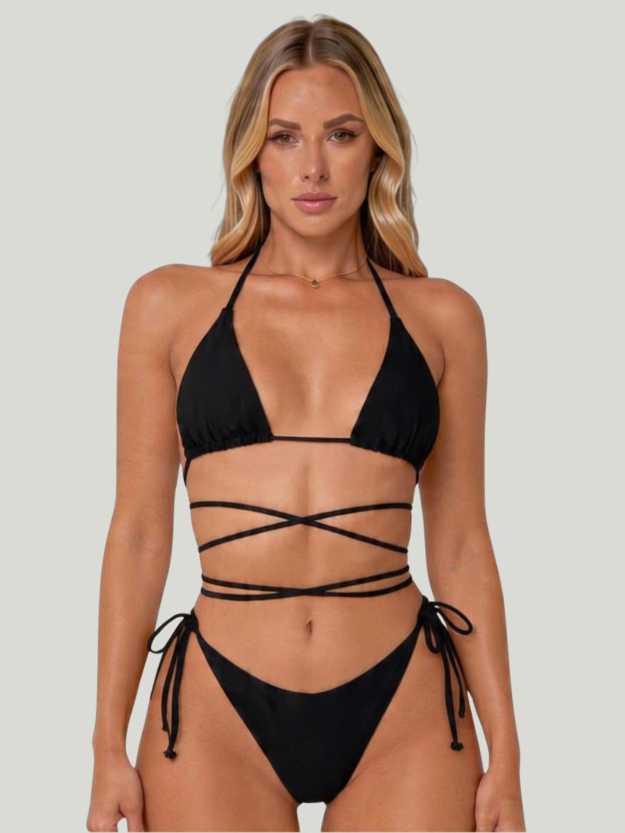 Women's Triangle Tie Bikini with Fitted Shape for Beach and Pool Wear