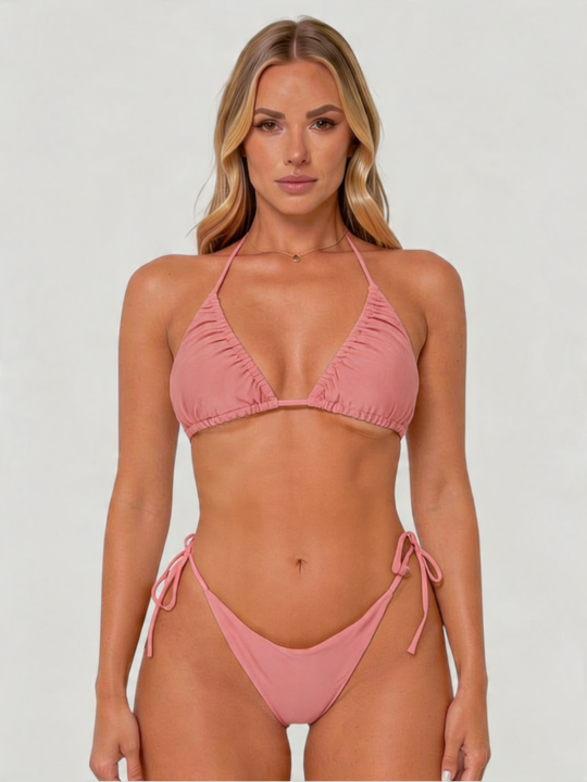 Schnell trocknender Dreiecks-Bikini für Damen mit glattem Stoff und körpernaher Passform