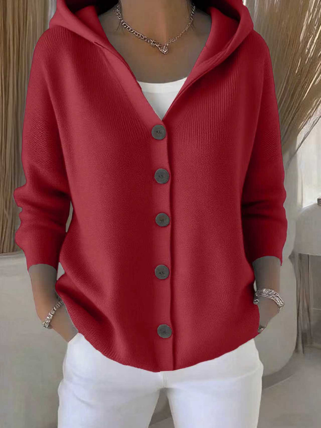 Women’s Button-Down Hoodie Cardigan Sweater Coat