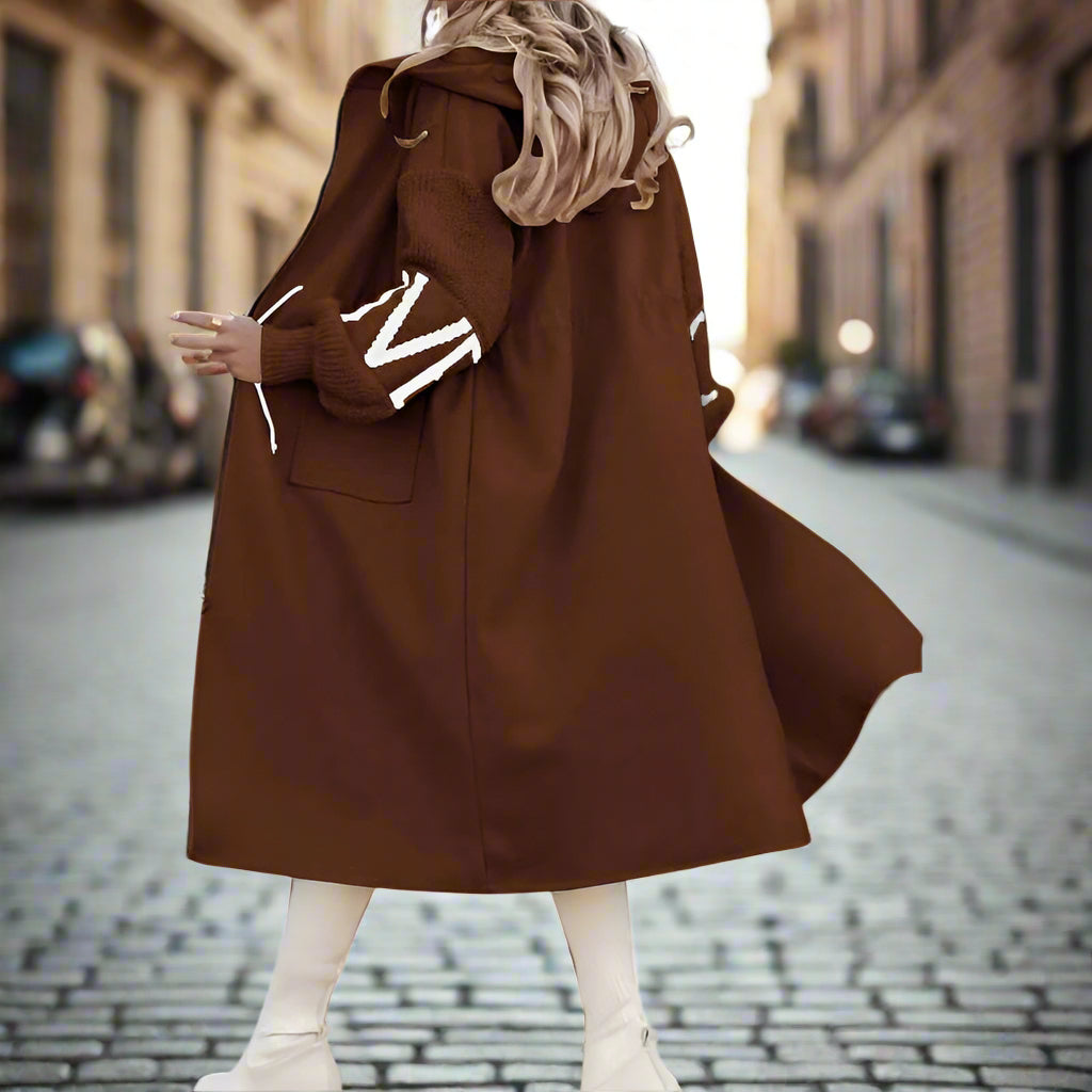 Women’s Letter Print Hooded Coat