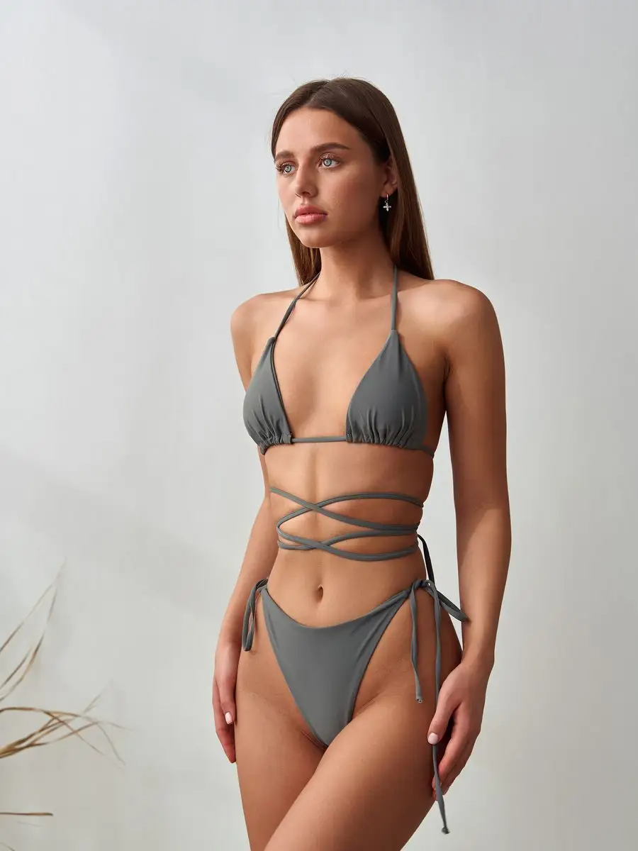 Women's Triangle Tie Bikini with Fitted Shape for Beach and Pool Wear