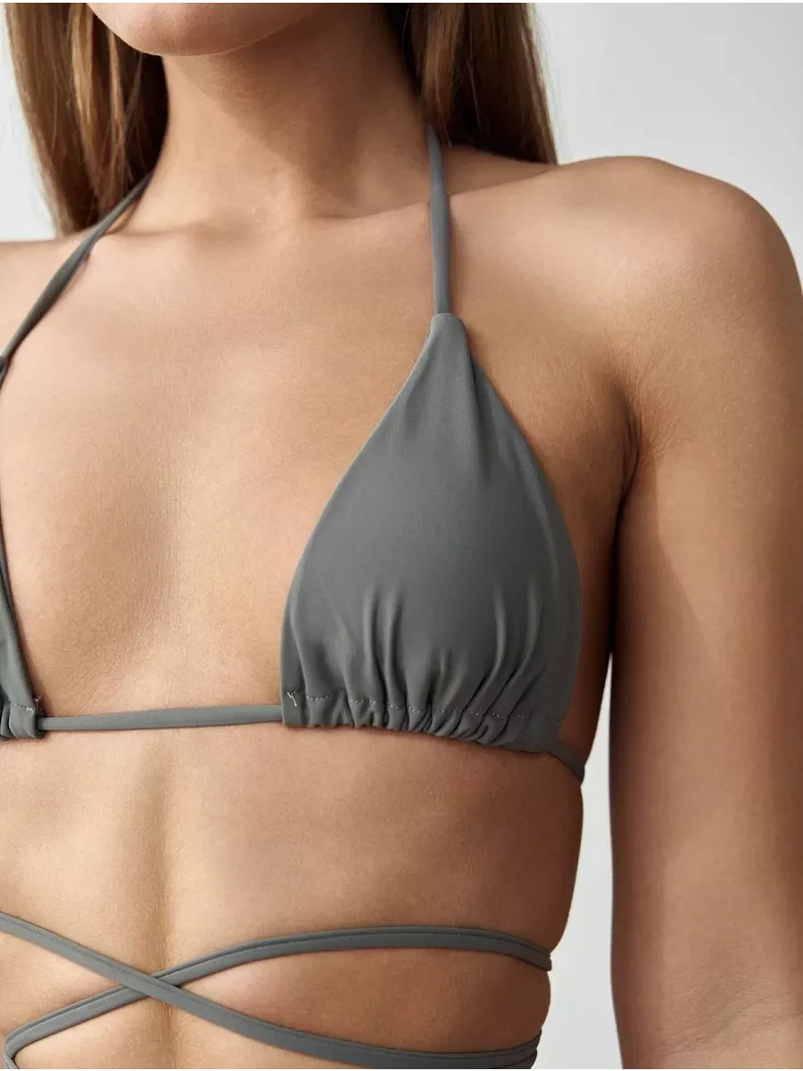 Women's Triangle Tie Bikini with Fitted Shape for Beach and Pool Wear