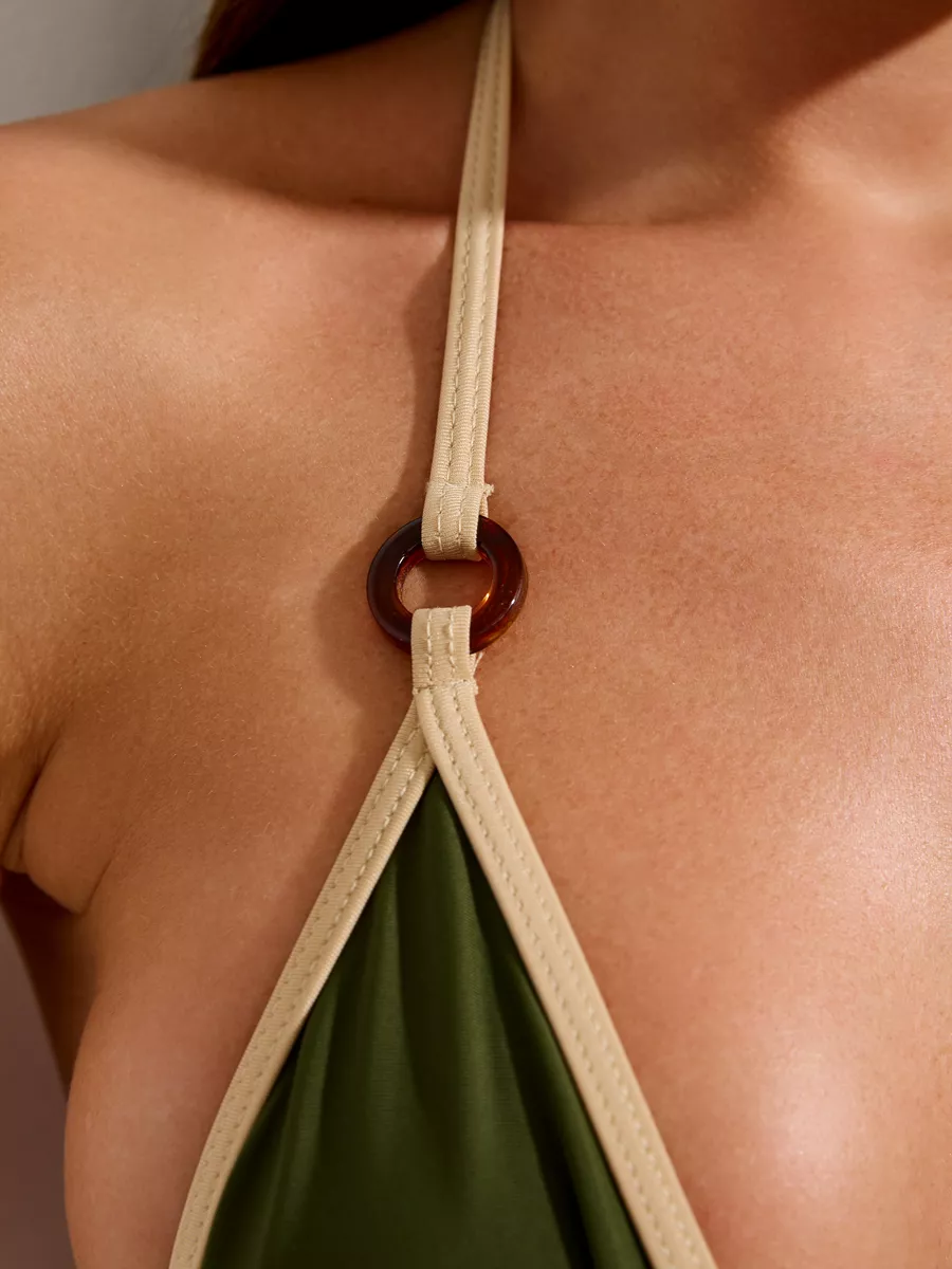 Dreiecks-Bikini für Damen aus schnell trocknendem Nylon und elastischem Stretchstoff