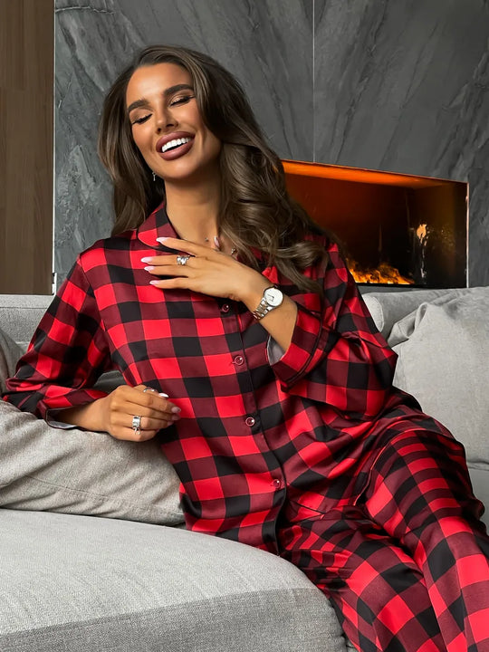 Women's Christmas Satin Pyjama Set