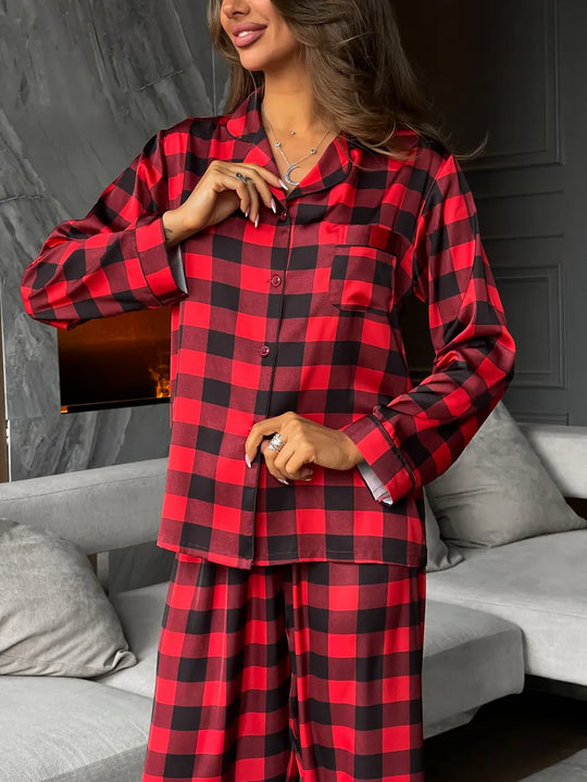 Women's Christmas Satin Pyjama Set