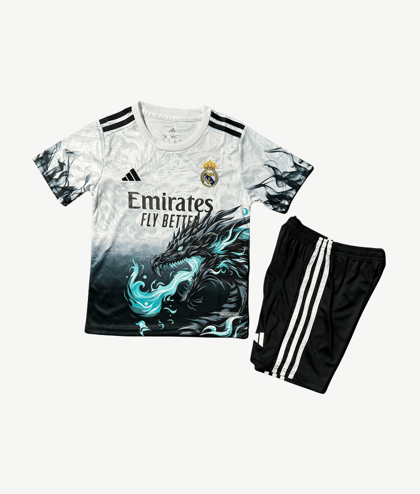Real Madrid 2025/26 'Black Dragon' Kit – Kids
