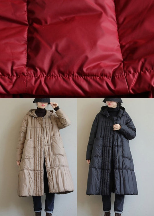 Black Lightweight Oversized Down Jacket with Statement Pockets