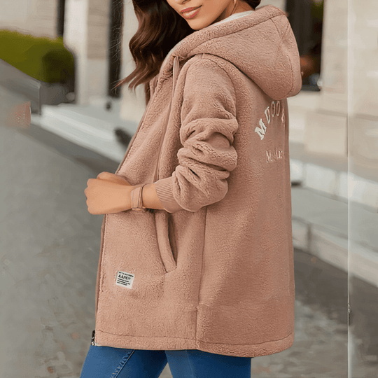 Women's Hooded Fleece Jacket with Sherpa Lining