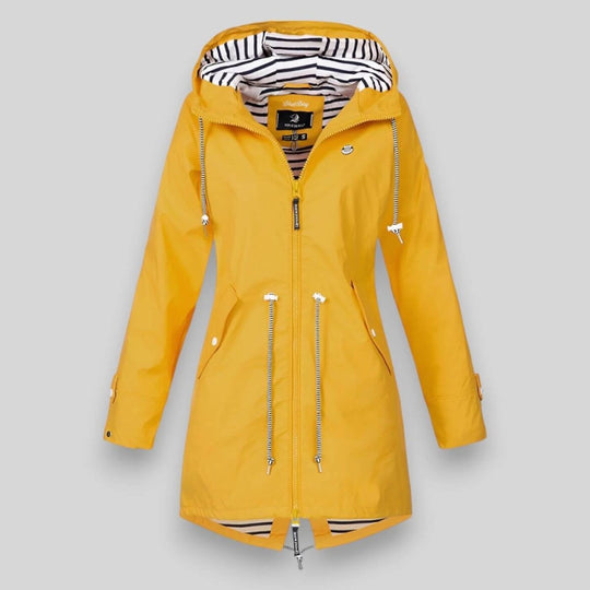 Jacke für Damen mit Kapuze, Reißverschluss und verstellbarem Kordelzug in der Taille