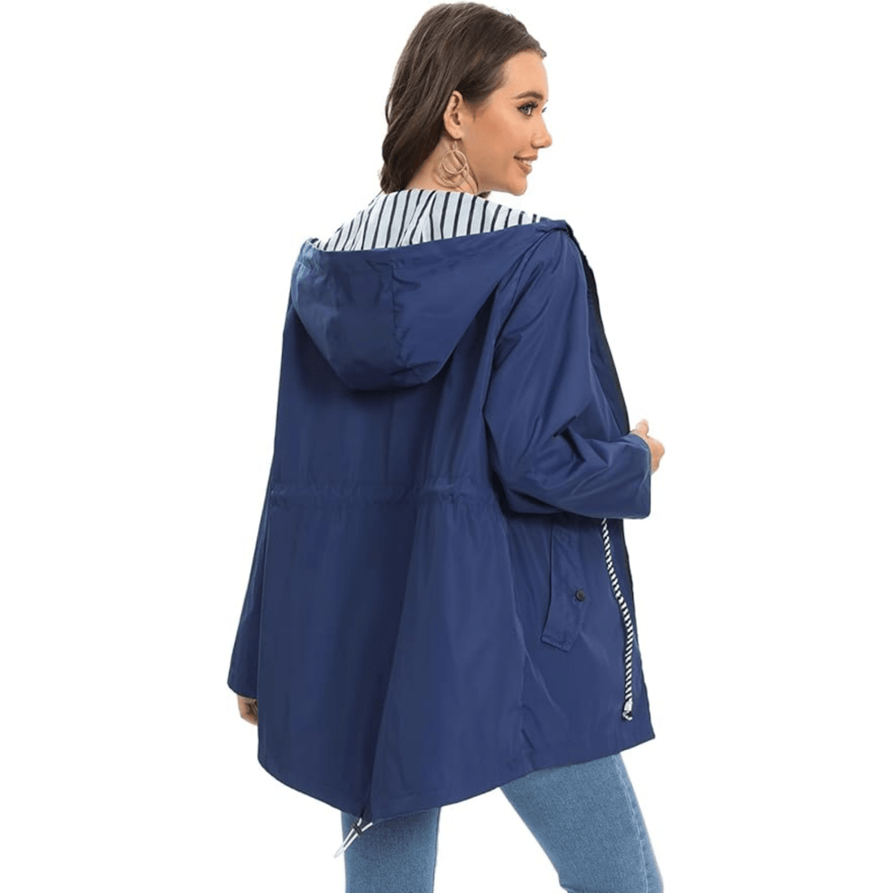 Jacke für Damen mit Kapuze, Reißverschluss und verstellbarem Kordelzug in der Taille