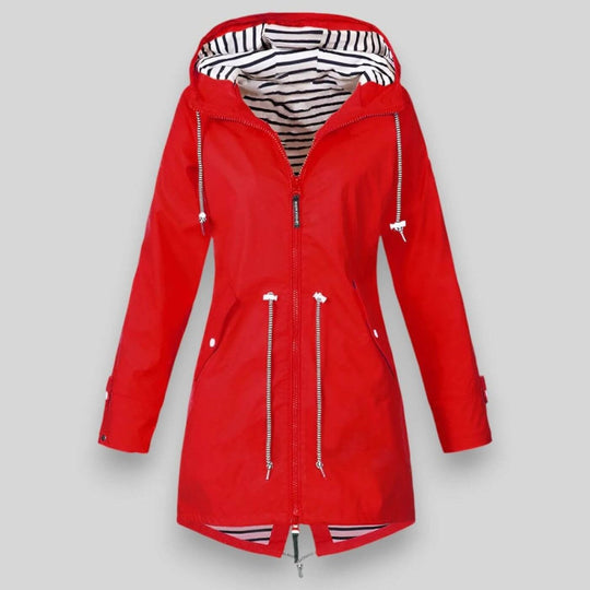 Jacke für Damen mit Kapuze, Reißverschluss und verstellbarem Kordelzug in der Taille