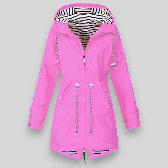 Jacke für Damen mit Kapuze, Reißverschluss und verstellbarem Kordelzug in der Taille