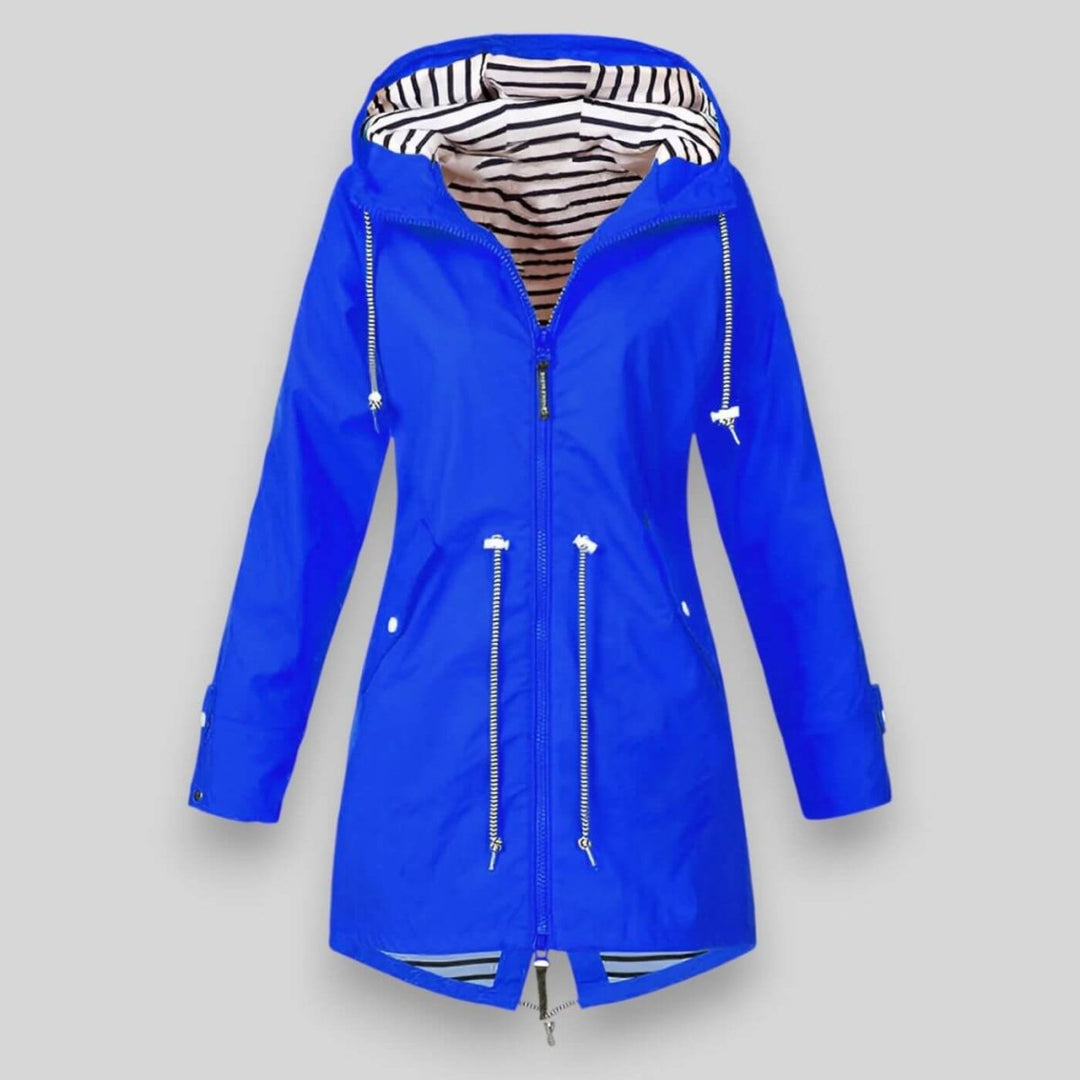 Jacke für Damen mit Kapuze, Reißverschluss und verstellbarem Kordelzug in der Taille