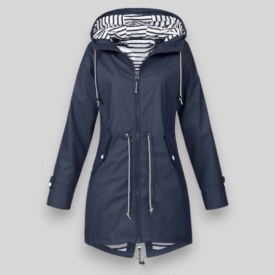 Jacke für Damen mit Kapuze, Reißverschluss und verstellbarem Kordelzug in der Taille