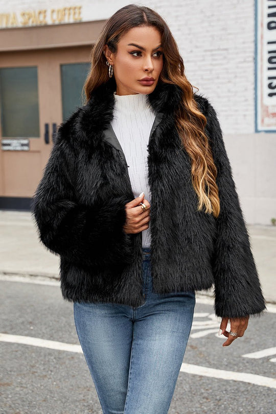 Women's Winter Coat with Faux Fur Trim