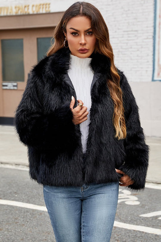 Women's Winter Coat with Faux Fur Trim