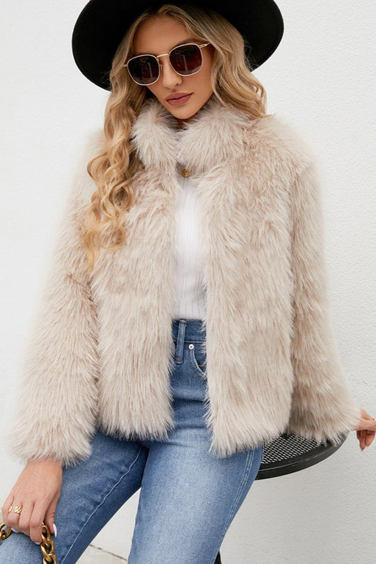 Women's Winter Coat with Faux Fur Trim
