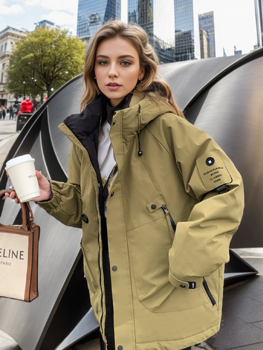 Unisex-Freizeit-Daunenjacke mit Stehkragen