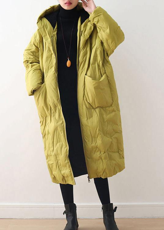 Retro Yellow Down Jacket with Cotton-Blend Outer
