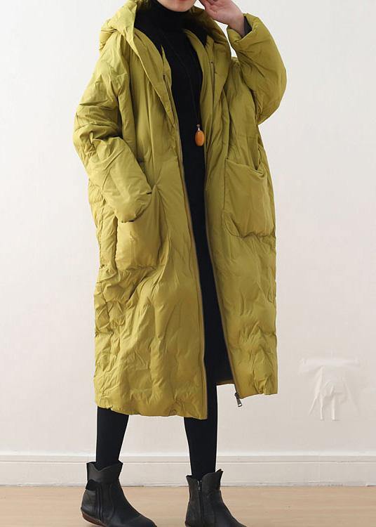 Retro Yellow Down Jacket with Cotton-Blend Outer