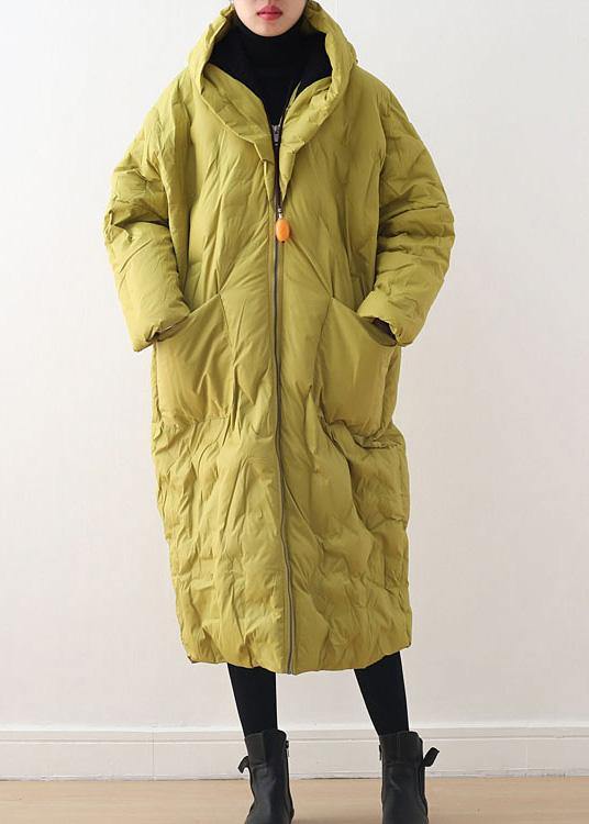 Retro Yellow Down Jacket with Cotton-Blend Outer