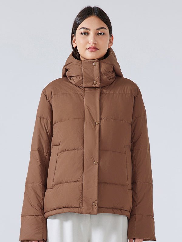 Gesteppte Damen-Daunenjacke mit Kapuze für den Winter