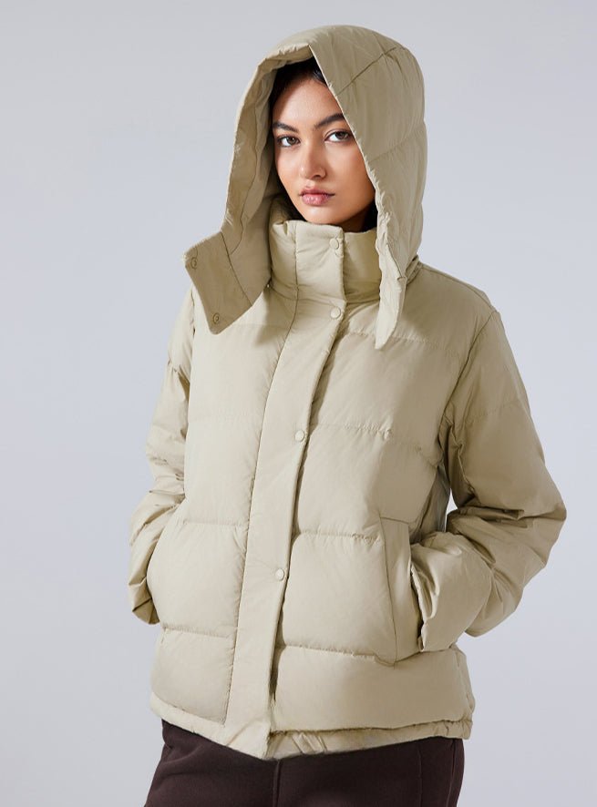 Gesteppte Damen-Daunenjacke mit Kapuze für den Winter