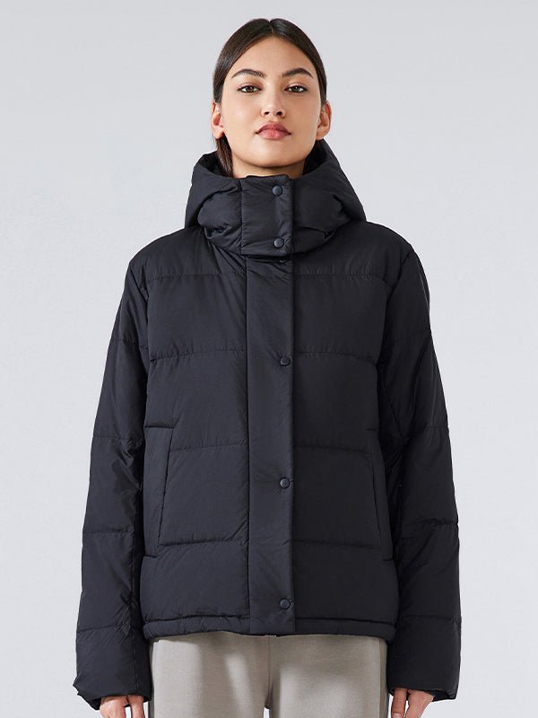 Gesteppte Damen-Daunenjacke mit Kapuze für den Winter