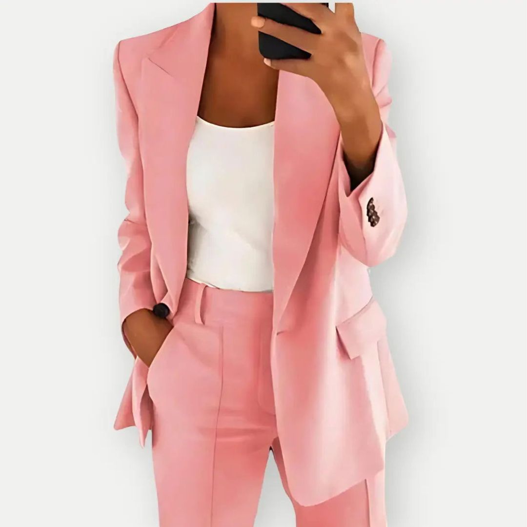 Women's Two-Piece Office Suit with Blazer and Trousers