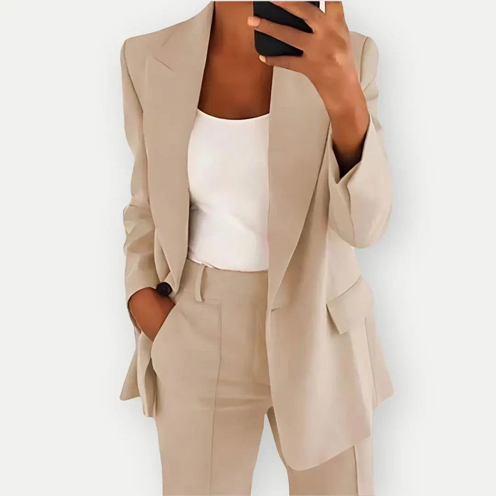 Women's Two-Piece Office Suit with Blazer and Trousers