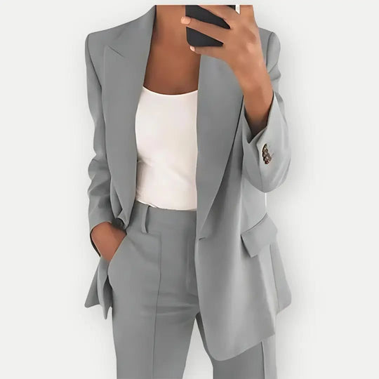 Women's Two-Piece Office Suit with Blazer and Trousers