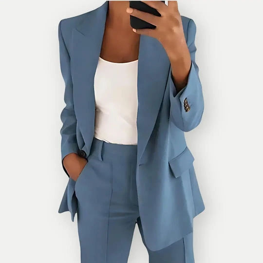 Women's Two-Piece Office Suit with Blazer and Trousers