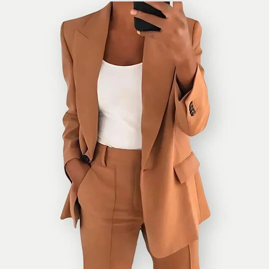 Women's Two-Piece Office Suit with Blazer and Trousers