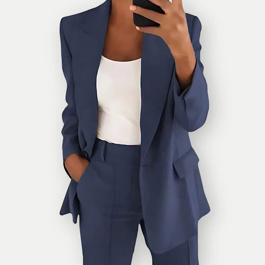 Women's Two-Piece Office Suit with Blazer and Trousers