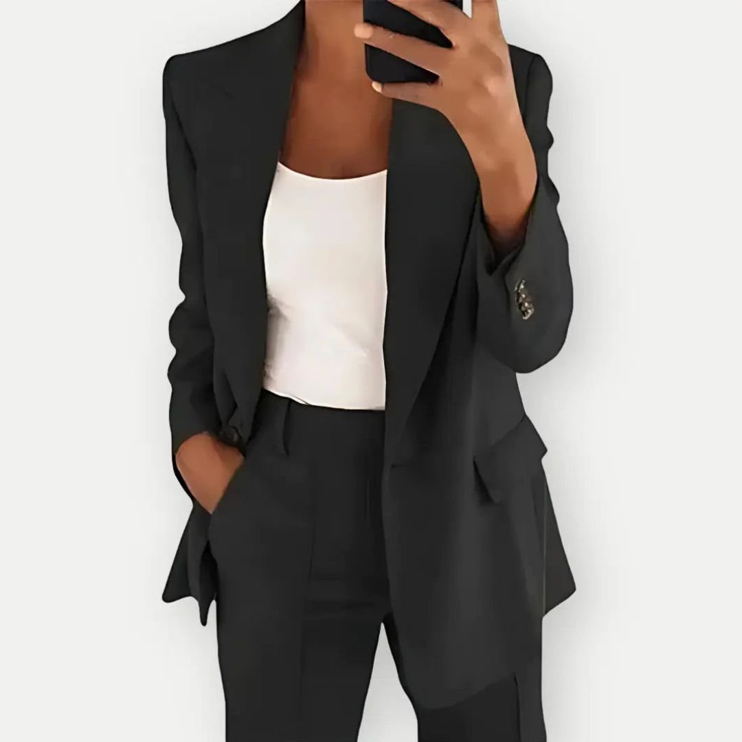 Women's Two-Piece Office Suit with Blazer and Trousers