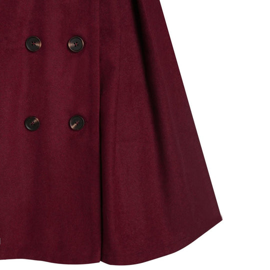 Damen-Dufflecoat mit doppelreihiger Knopfleiste und Pelzkapuze