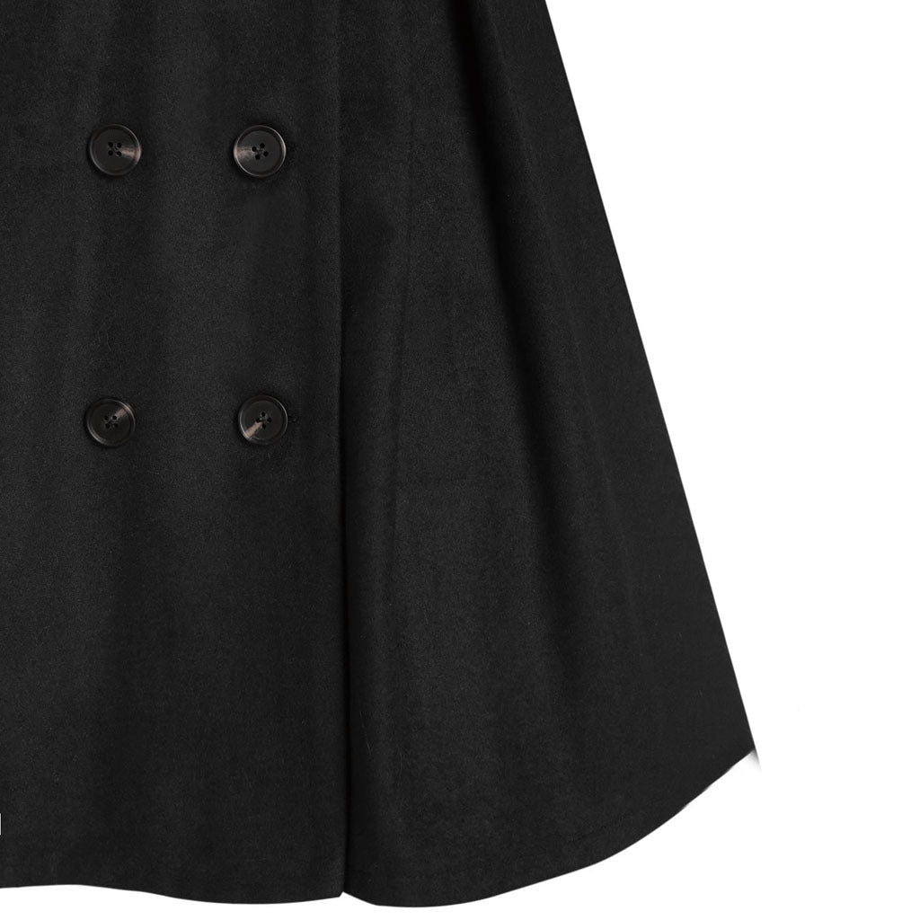 Damen-Dufflecoat mit doppelreihiger Knopfleiste und Pelzkapuze