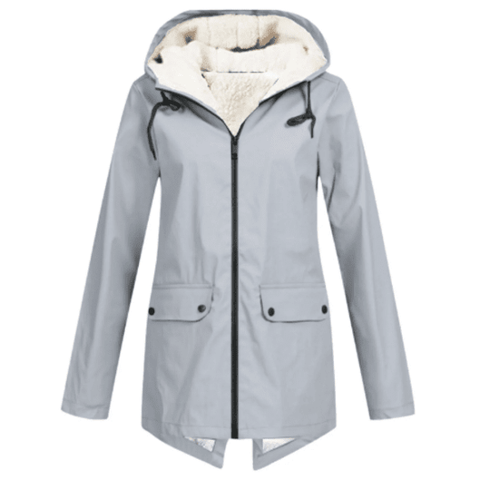 Women's Tailored Waterproof Hooded Trench Coat with Fleece Lining