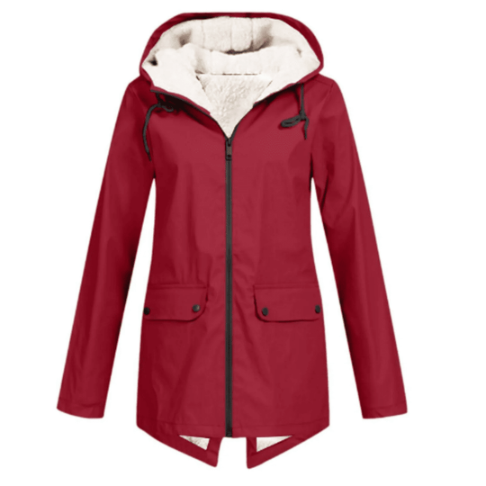 Women's Tailored Waterproof Hooded Trench Coat with Fleece Lining