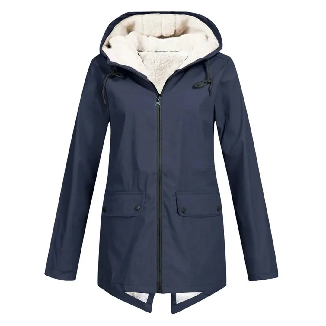 Women's Tailored Waterproof Hooded Trench Coat with Fleece Lining