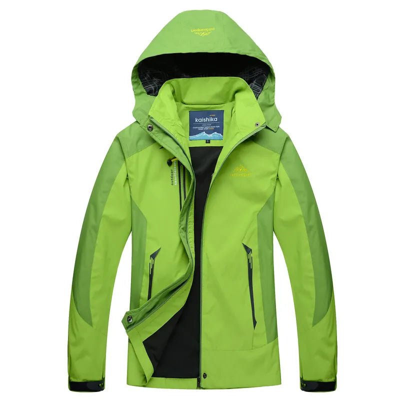 Wasserdichte Regenjacke für Damen mit Kapuze und Reißverschlusstaschen
