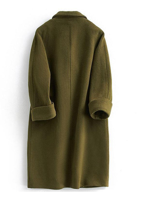 Plus Size Long Double-Breasted Woollen Winter Coat