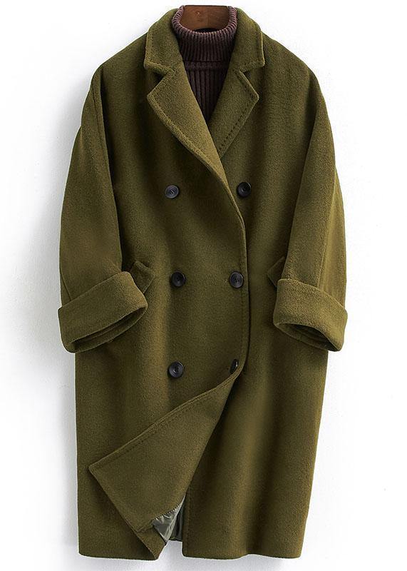 Plus Size Long Double-Breasted Woollen Winter Coat