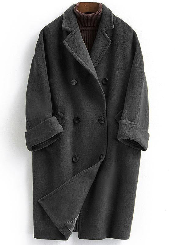 Plus Size Long Double-Breasted Woollen Winter Coat