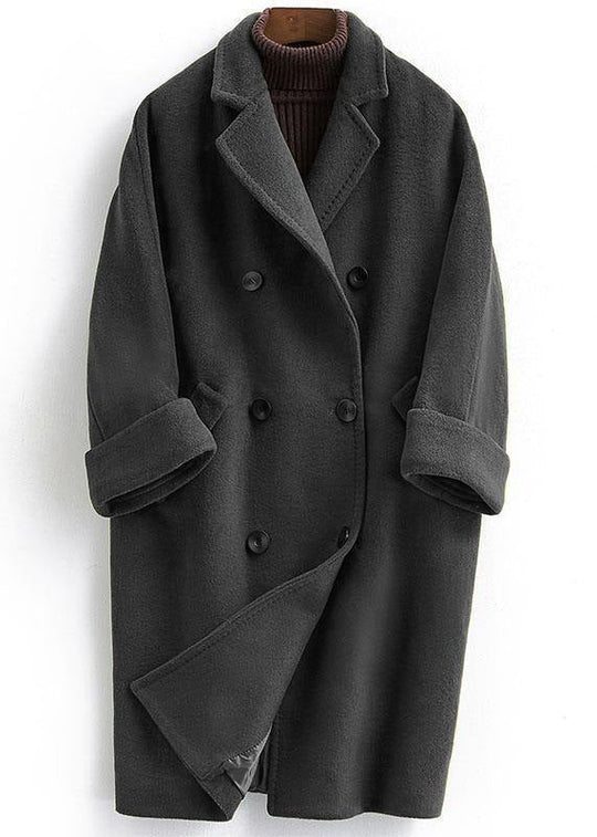 Plus Size Long Double-Breasted Woollen Winter Coat