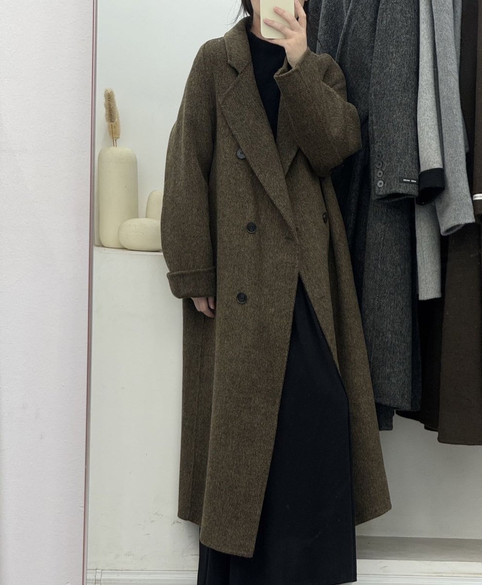 Plus Size Long Double-Breasted Woollen Winter Coat