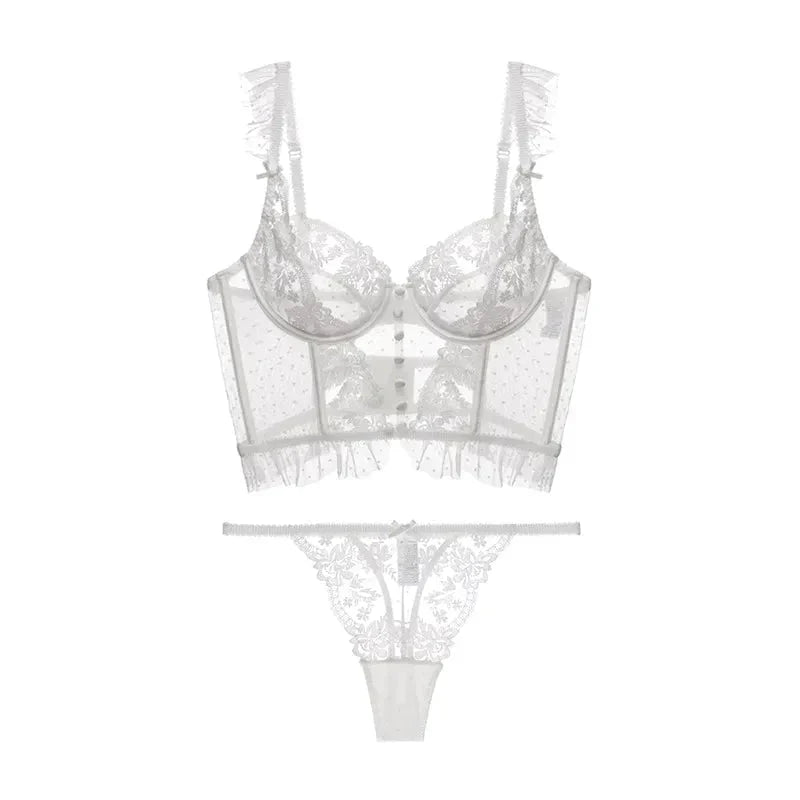 Damen-Dessous-Set, 2-teilig, mit BH und Strumpfhose aus Nylon und Elastan