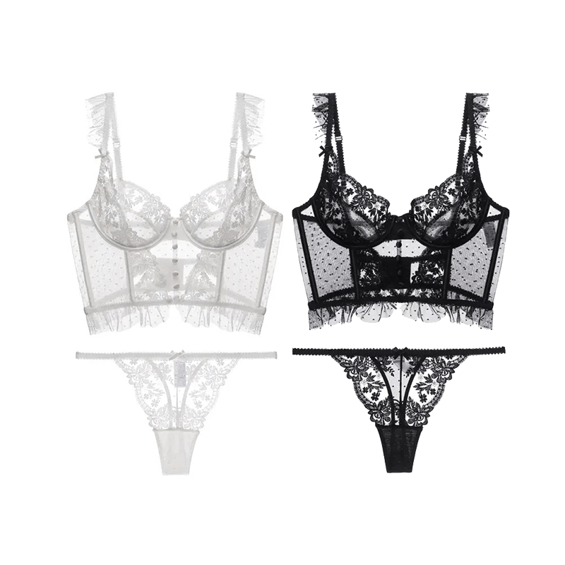 Damen-Dessous-Set, 2-teilig, mit BH und Strumpfhose aus Nylon und Elastan